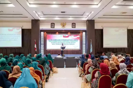 Sarasehan kesehatan jiwa, yang digelar Pemkab Lamongan, di Aula Gadjah Mada, Rabu (7/8/2024).