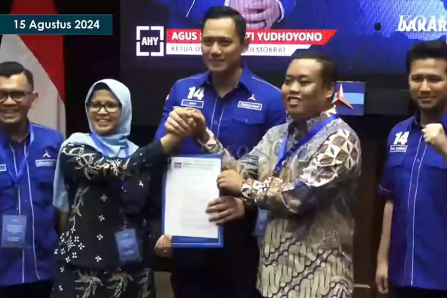 Tangkapan layar Mak Rini memperoleh rekom dari Demokrat, Kamis (15/8/2024). (Winanto/Beritajatim.com)