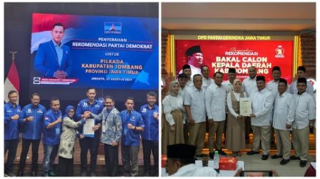 Pilkada Jombang 2024: Mundjidah-Sumrambah Daftar ke KPU, Warsubi-Salman Deklarasi foto beritajatim