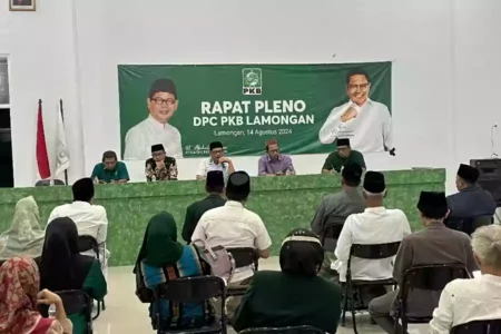 Rapat pleno yang digelar DPC PKB Lamongan mendukung Muhaimin Iskandar sebagai ketua Umum DPP PKB periode 2024-2029.