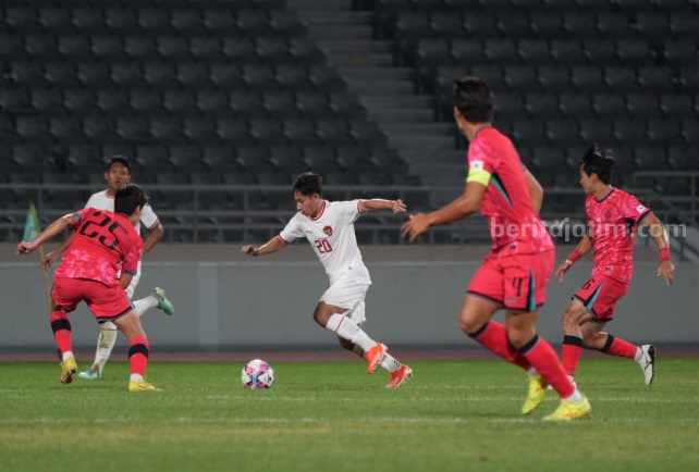 Timnas U-20 Indonesia dikalahkan Korea Selatan dengan skor 0-3 di Stadion Mokdong, Korea Selatan pada Minggu (1/9/2024). Foto: PSSI
