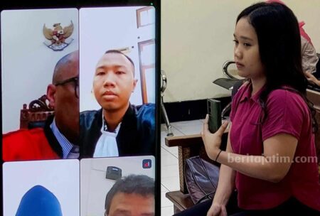 Korban Ria Erwin Duriansah Saat Menjadi Saksi di Persidangan.