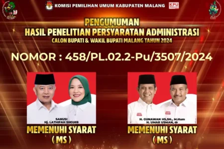 KPU Nyatakan Dua Paslon Pilbup Malang 2024 Penuhi Syarat foto berita jatim
