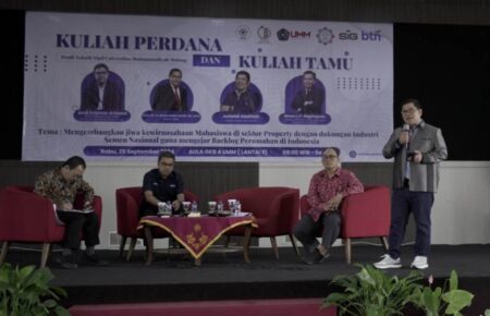 Teknik Sipil UMM Kolaborasi dengan APERSI untuk Mempersiapkan Lulusan Berjiwa Entrepreneur di Sektor Properti Kuliah tamu di UMM bertajuk "Mengembangkan Jiwa Kewirausahaan Mahasiswa di Sektor Properti (Foto: Istimewa)
