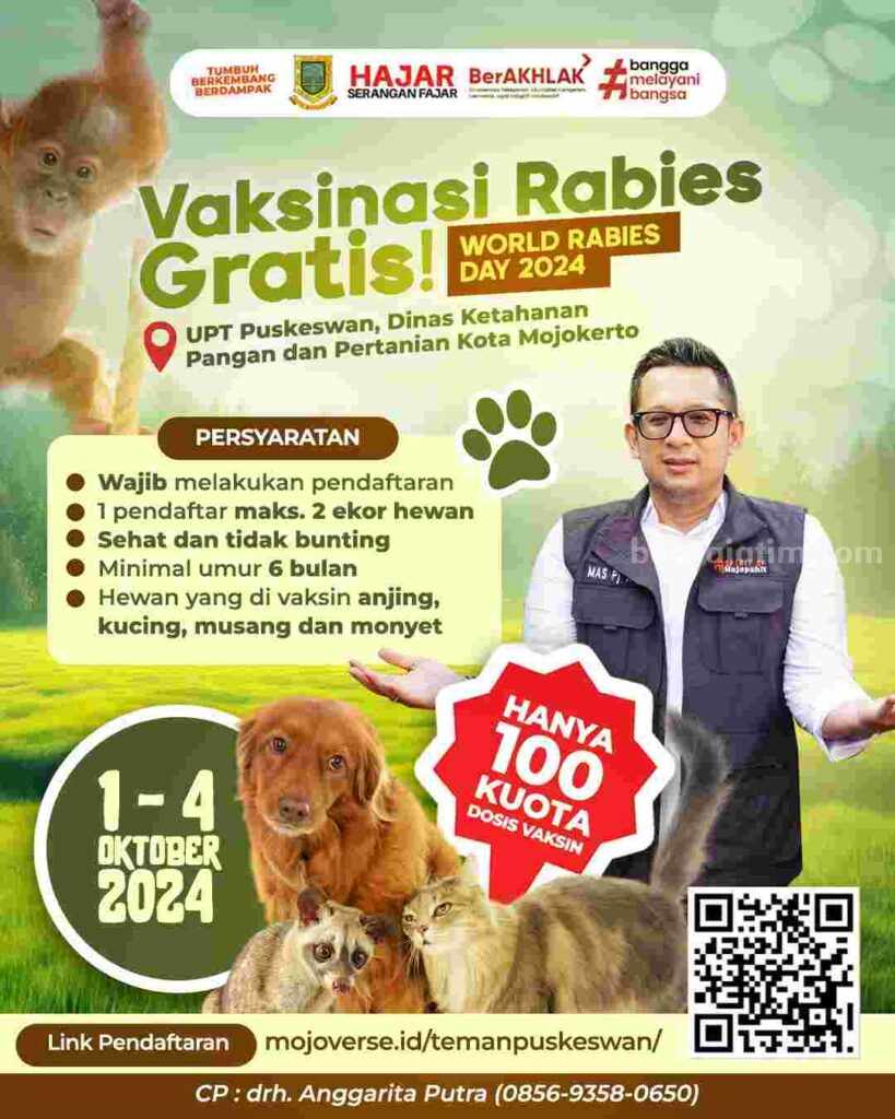 Banner World Rabies Day, Pemkot Mojokerto. [Foto : ist]