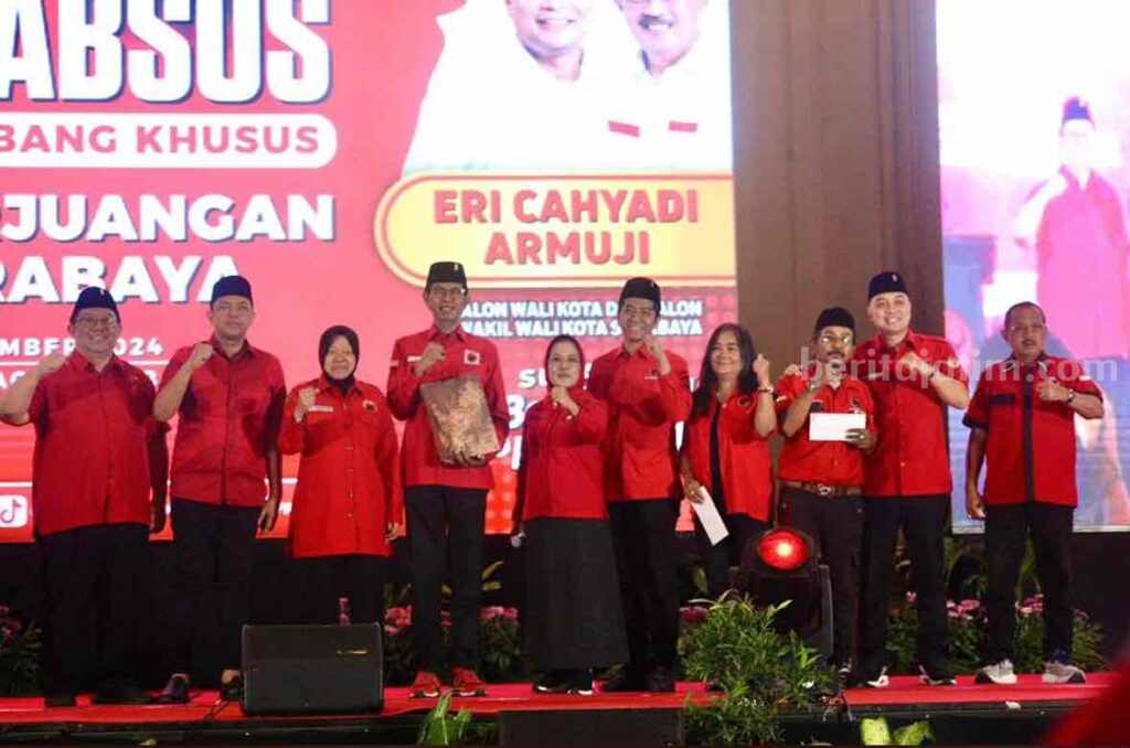 Rapat Kerja Cabang Khusus (Rakercabsus) PDIP Surabaya. [Ade/Beritajatim.com]