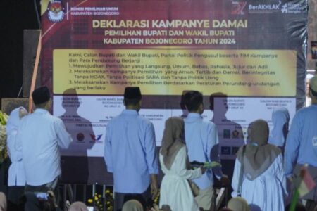 Awali Tahapan Kampanye, KPU Bojonegoro Gelar Deklarasi Kampanye Damai Pilkada 2024