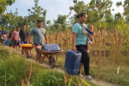 Cerita Warga Gunungsari Ngawi Masuk Hutan Cari Air Sehari-hari Warga Desa Gunungsari Ngawi saat mencari air bersih sampai ke hutan, Rabu (04/09/2024).