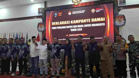 Deklarasi Kampanye Damai, KPU Kabupaten Mojokerto Berharap Paslon Tak Saling Menjatuhkan