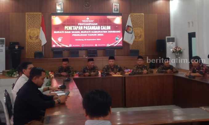 KPU Jombang Tetapkan Dua Pasangan Calon untuk Pilkada 2024 foto beritajatim