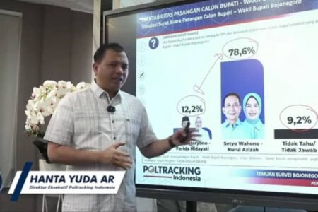 Survei Poltracking: Elektabilitas Wahono-Nurul 78 Persen, Teguh-Farida 12 Persen