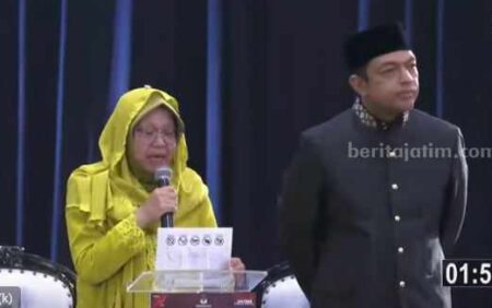 Risma Paparkan Visi ‘Jawa Timur Resik’ di Debat Perdana Pilgub Jatim 2024