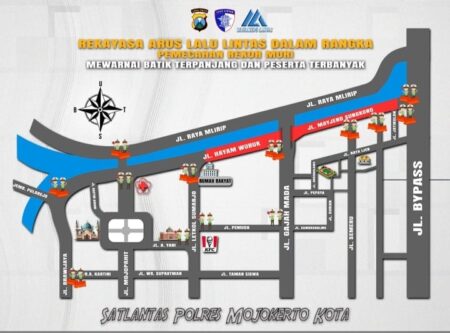 Rekayasa lalu-lintas di sepanjang Jalan Hayam Wuruk-Jalan Mayjen Sungkono, Kecamatan Magersari, Kota Mojokerto. [Foto: Ist]