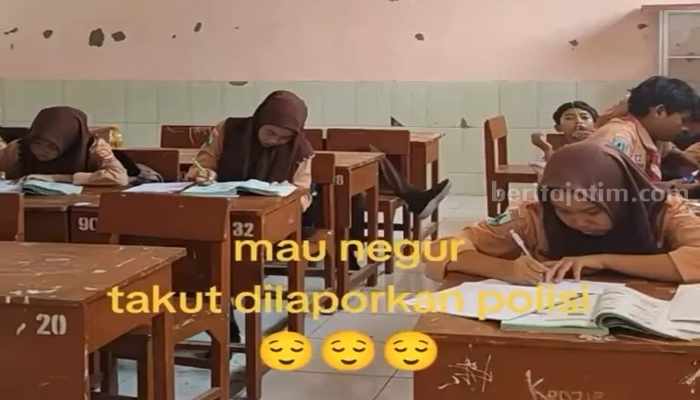 Aktivitas murid di dalam video curhatan guru yang segan menegur muridnya yang bertingkah.