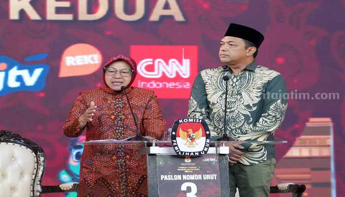 Pasangan calon Gubernur dan Wakil Gubernur Jawa Timur nomor urut 03, Tri Rismaharini dan Gus Hans (dok. KPU Jatim)