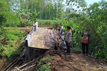 Hampir Setahun Berdiri, Jembatan Rp350 Juta di Blitar Ambrol Foto BeritaJatim.com