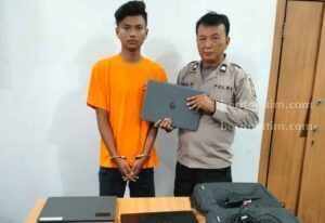 Polisi Amankan Pelaku Spesialis Pencuri Laptop Sekolah Dasar di Gresik Foto BeritaJatim.com
