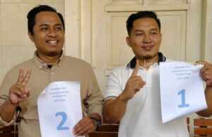 Nomor Urut Konferensi IV PWI Pamekasan, 1 Hairul Anam, 2 Prengky Wirananda Foto BeritaJatim.com
