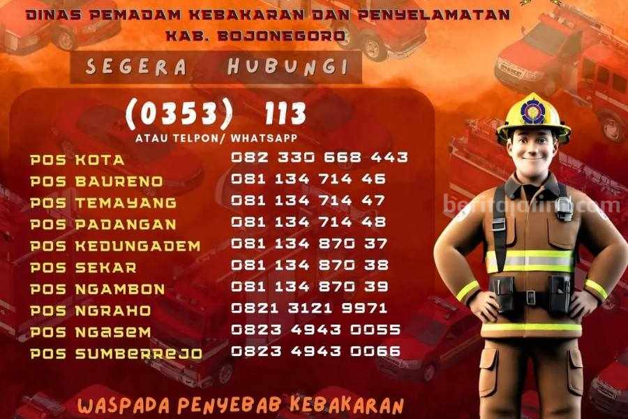 Nomor Call Center Pemadam Kebakaran Bojonegoro, Simpan Sekarang! Foto BeritaJatim.com
