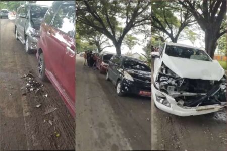 Ibu dan Anak Jatuh, Bus Sugeng Rahayu Rem Mendadak, 4 Kendaraan Lain Turut Kecelakaan Foto BeritaJatim.com