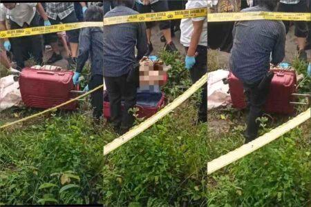 Geger Temuan Mayat Wanita dalam Koper Merah di Kendal Ngawi Foto BeritaJatim.com
