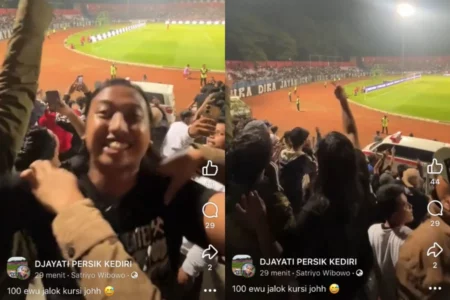 Yel-Yel Penonton Persik Kediri vs Persis Solo Sindir Tiket Mahal dan Padamnya Lampu Stadion Foto BeritaJatim.com