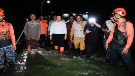 Wagub Emil Tinjau Tanggul Kali Lamong yang Jebol di Gresik Foto BeritaJatim.com