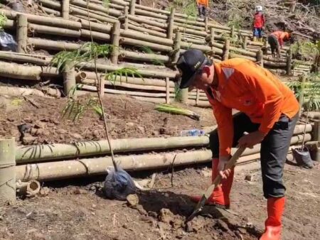Ratusan Pohon Ditanam di Lokasi Longsor di Jalur Mojokerto – Batu Foto BeritaJatim.com