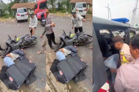 Pencuri Helm di Cemoro Sewu Magetan Tertangkap Warga Foto BeritaJatim.com