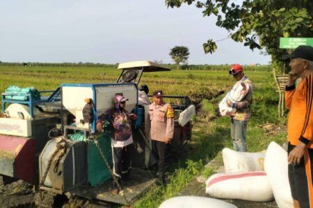 Polisi Cinta Petani Desa Jiken Apresiasi Lahan Sawah Padi Wujudkan Ketahanan Pangan Foto BeritaJatim.com
