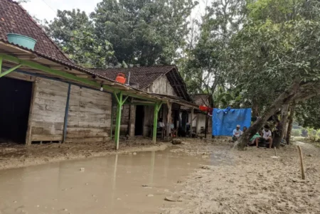 Banjir Luapan Sungai Gandong di Bojonegoro Genangi Dua Desa di Kecamatan Ngasem Foto BeritaJatim.com