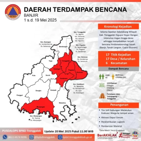 Peta Bencana Banjir dan Longsor di Trenggalek, Warga Perlu Waspada! Foto BeritaJatim.com