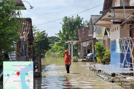 Empat Kecamatan di Tuban Terdampak Banjir Luapan Bengawan Solo Foto BeritaJatim.com