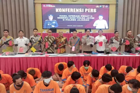 Ribuan Orang Diamankan Polda Jatim, Mulai Gengster hingga Debt Collector Foto BeritaJatim.com
