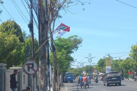 GMNI Sampang Permasalahkan Pemasangan Bendera PKB di Jalan Raya Foto BeritaJatim.com