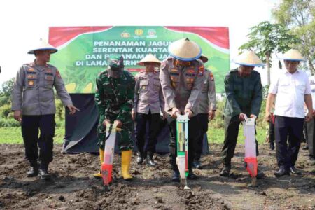 Usai Dilantik, Kapolres Mojokerto Kota Pimpin Penanaman Jagung Serentak Kuartal III Foto BeritaJatim.com