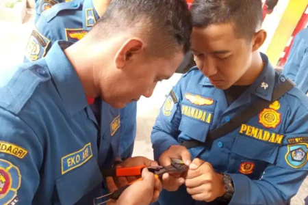 Demi Kenari Kesayangan, Warga Lamongan Minta Bantuan Damkar Lepas Cincin Logam Foto BeritaJatim.com