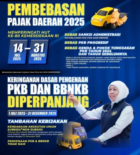 Ringankan Beban Masyarakat, Khofifah Pastikan Pemutihan Pajak Kendaraan Bermotor Mulai Hari Ini Foto BeritaJatim.com