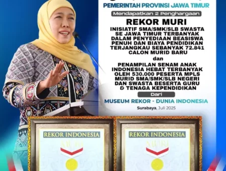 Cetak Dua Rekor MURI, Gubernur Khofifah Komitmen Wujudkan MPLS Ramah dan Anti Bullying Foto BeritaJatim.com