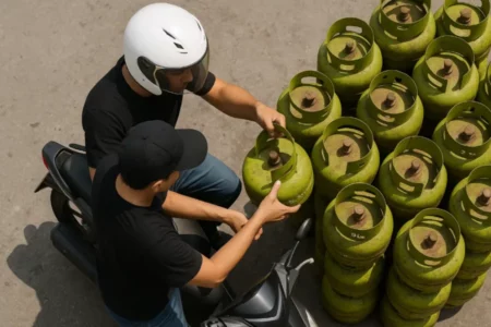 Viral Pencurian Tabung Gas Elpiji di Surabaya, Dua Pria Beraksi di Siang Bolong Foto BeritaJatim.com