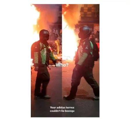 Foto Pria Berjaket Ojol, Polda Jatim Dalami Dugaan Pelaku Pembakaran Grahadi Foto BeritaJatim.com