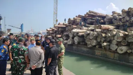 Ini Modus Pembalakan Liar 4.610 Kubik Kayu yang Dibongkar Satgas PKH Garuda Foto BeritaJatim.com