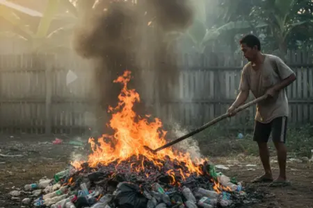 Pembakaran Sampah Plastik Jadi Sumber Utama Mikroplastik di Udara Indonesia Foto BeritaJatim.com