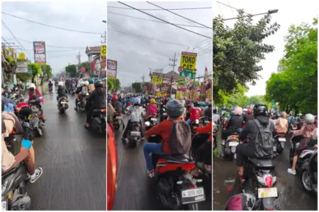 Sungai Meluap, Kota Sidoarjo Macet, Pegawai dan Anak Sekolah Terlambat Jam Kantor Foto BeritaJatim.com