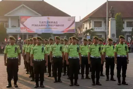 Hampir 11 Ribu Personel Satlinmas Kabupaten Pasuruan Sudah Tersebar, Anggaran Dibebankan Dana Desa Foto BeritaJatim.com