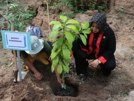 Di Bibir Sungai yang Terluka, Jurnalis di Ponorogo Menanam Pohon Harapan Foto BeritaJatim.com