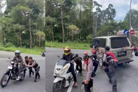 Tim Drogba Polres Magetan Siaga di Tanjakan Sarangan, Antisipasi Lonjakan Wisatawan Nataru 2025 Foto BeritaJatim.com